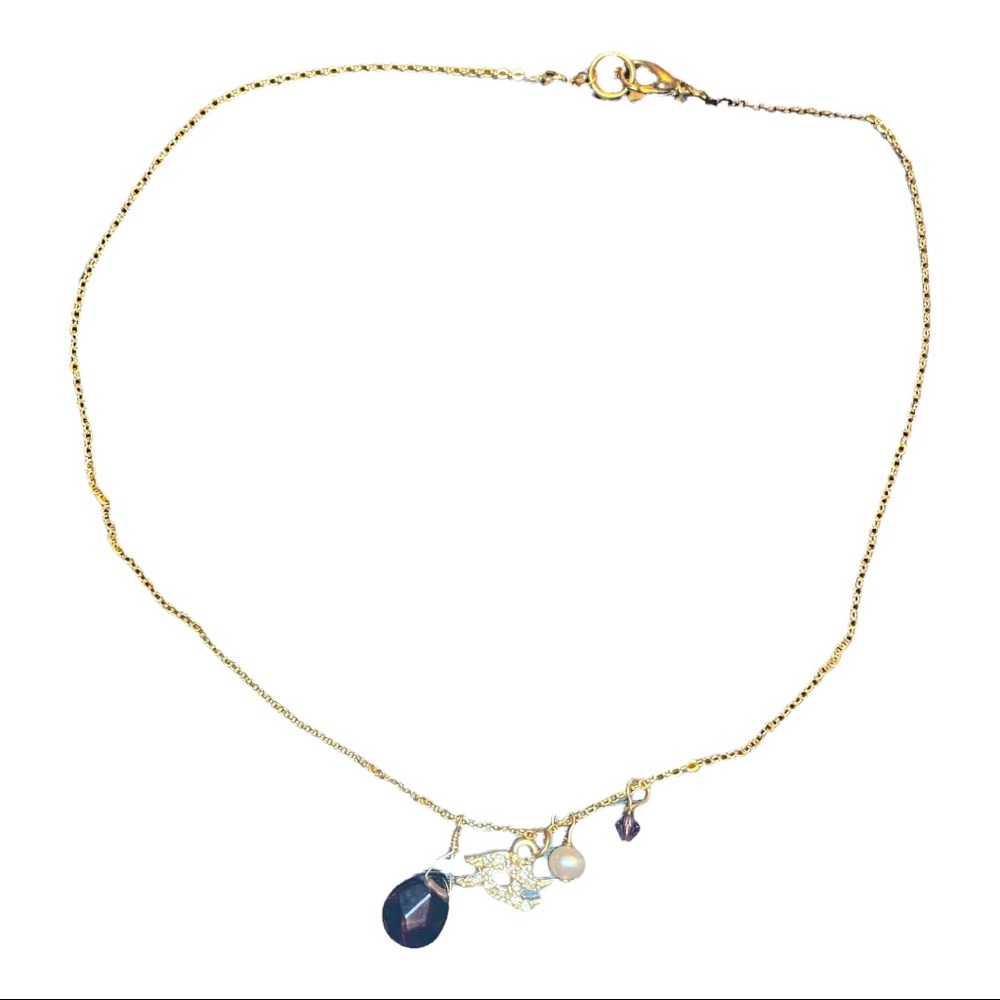 Zodiac Charm Necklace - Aquarius, Gold